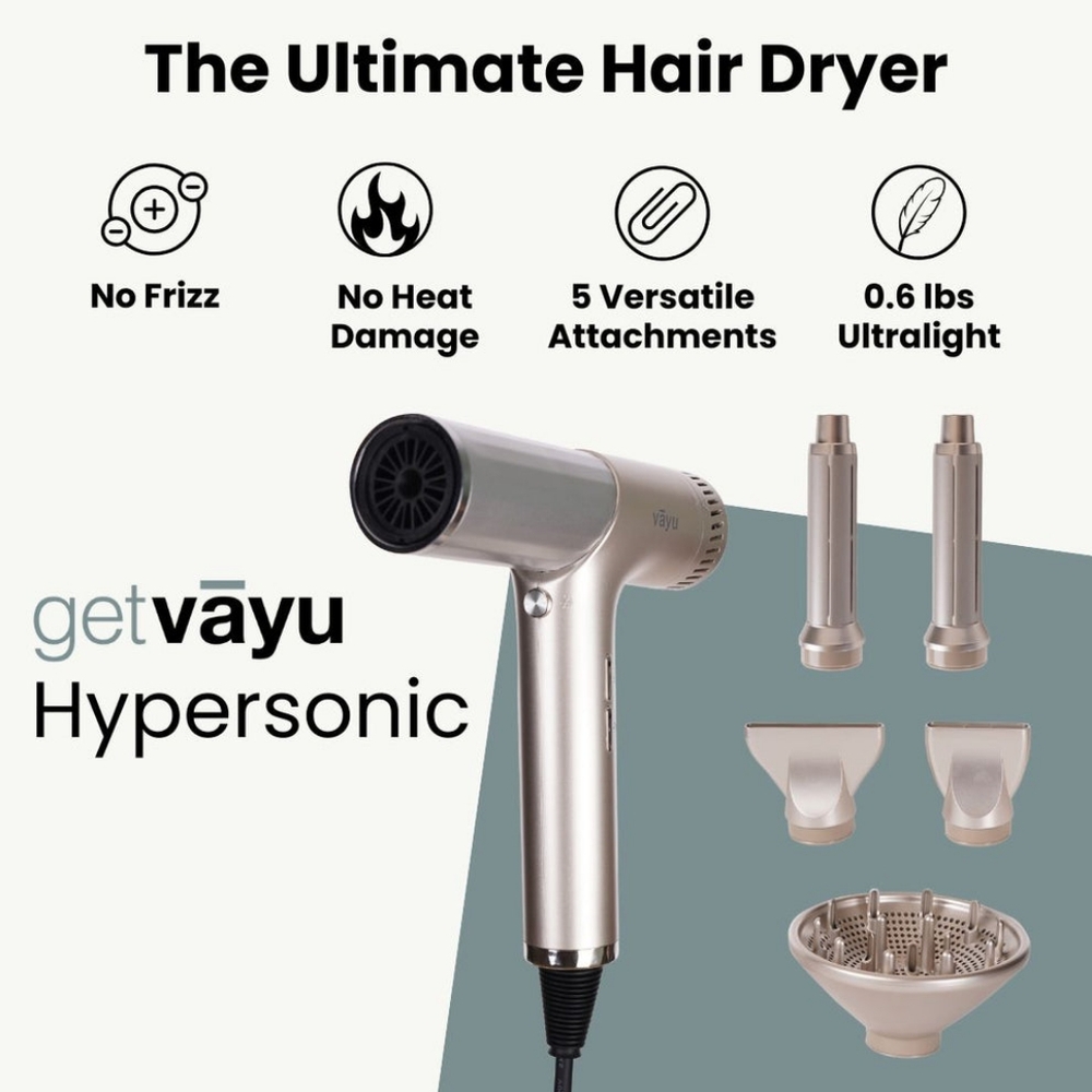 Getvayu Hypersonic Hair Blow Dryer With Curling Coanda Technology Nozzle Diffuse